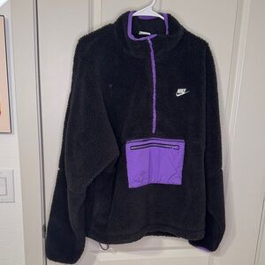 Nike Black and Purple Fleece Jacket